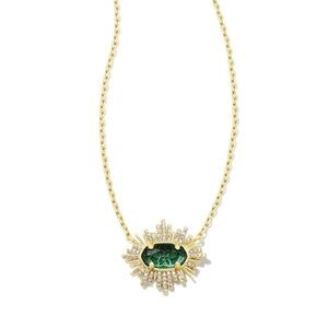 *NWT* Kendra Scott Gold Grayson Necklace with Emerald Green Sunburst Pendant